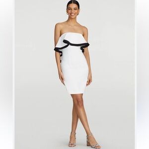 Gabrielle Union x NY and Co Flounce Black & White Strapless Sheath Dress Size L